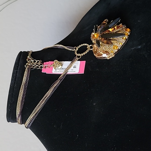 New Vintage! BETSEY JOHNSON Hollywood Glam Leopard Firefly Pill Locket Necklace. - Picture 4 of 11